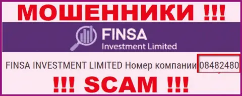 Как указано на официальном веб-сайте мошенников Finsa Investment Limited: 08482480 - это их номер регистрации