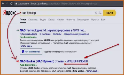 Первые 2-е строчки Yandex - NAS-Broker Com мошенники !