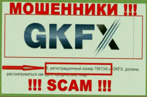 Регистрационный номер мошенников всемирной сети организации GKFX ECN - 795134