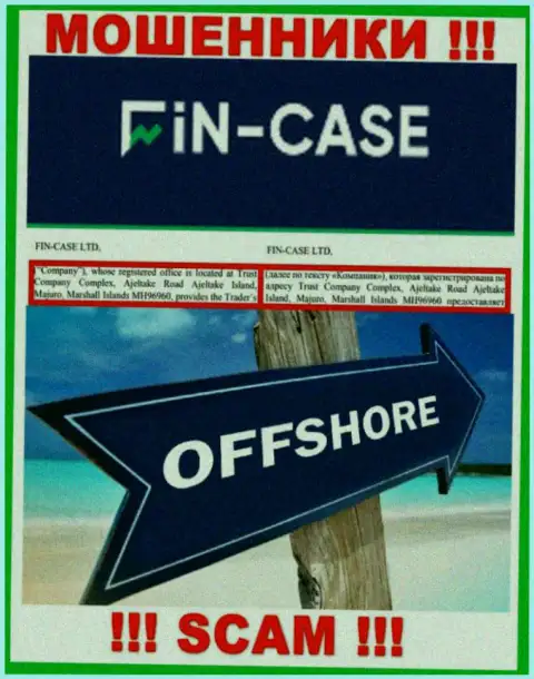 Fin Case - это ЖУЛИКИ !!! Осели в офшоре по адресу Trust Company Complex, Ajeltake Road Ajeltake Island, Majuro, Marshall Islands MH96960 и крадут финансовые активы реальных клиентов