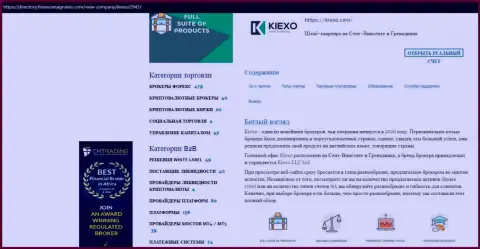 Статья про форекс брокерскую компанию Kiexo Com размещена на сайте directory financemagnates com