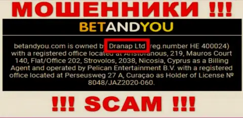 Обманщики Бетанд Ю не скрывают свое юридическое лицо - это Dranap Ltd