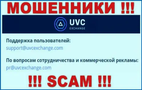 Установить контакт с интернет ворюгами UVC Exchange возможно по этому e-mail (информация была взята с их веб-портала)