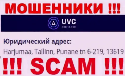 UVCEXCHANGE OÜ - это противоправно действующая компания, которая скрывается в оффшоре по адресу: Harjumaa, Tallinn, Punane tn 6-219, 13619