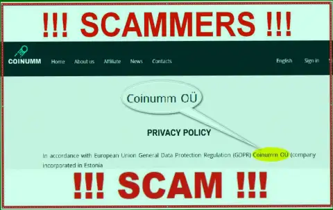 Coinumm Com cheaters legal entity - this information from the scam web-site