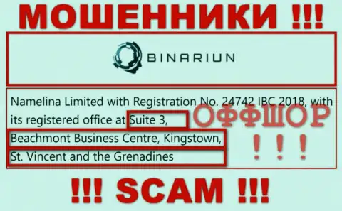 Иметь дело с организацией Binariun очень опасно - их офшорный адрес - Suite 3, Beachmont Business Centre, Kingstown, St. Vincent and the Grenadines (информация взята с их сайта)