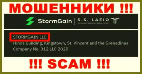 Информация о юр лице StormGain Com - им является компания STORMGAIN LLC