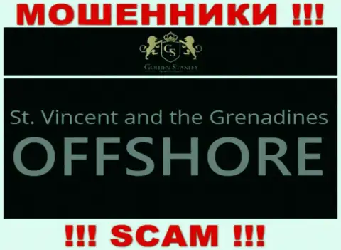 Офшорная регистрация GoldenStanley на территории Сент-Винсент и Гренадины, позволяет обманывать клиентов