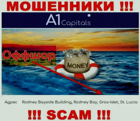 В компании A1 Capitals безвозвратно украдут депозиты, потому что скрылись они в офшоре: Rodney Bayside Building, Rodney Bay, Gros-Islet, St. Lucia