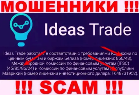 IdeasTrade Com продолжает накалывать наивных клиентов, представленная лицензия, на сайте, для них нее преграда