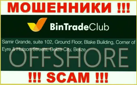 Обманная компания BinTradeClub зарегистрирована на территории - Belize