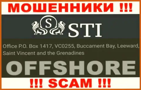 СТИ - это жульническая компания, пустила корни в оффшорной зоне Office P.O. Box 1417, VC0255, Buccament Bay, Leeward, Saint Vincent and the Grenadines, будьте бдительны