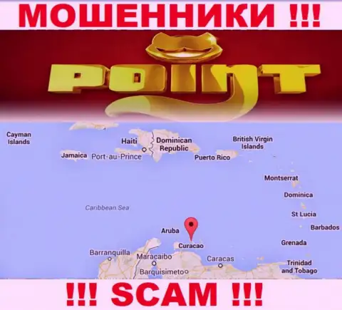 Контора ПоинтЛото Ком зарегистрирована очень далеко от обманутых ими клиентов на территории Curacao