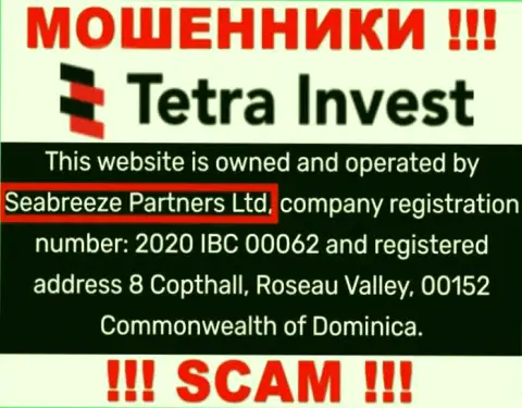 Юридическим лицом, владеющим internet-мошенниками Тетра Инвест, является Seabreeze Partners Ltd