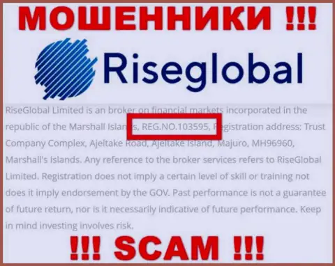 Регистрационный номер РайсГлобал, который жулики показали у себя на интернет странице: 103595