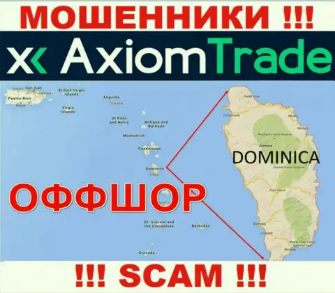 Axiom Trade специально скрываются в офшорной зоне на территории Commonwealth of Dominica, мошенники