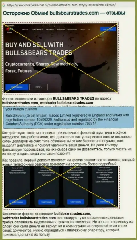 Обзор мошеннических деяний Булл БеарсТрейдс, который позаимствован на одном из сайтов-отзовиков
