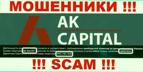 Будьте крайне бдительны, AK Capital намеренно предоставили на web-ресурсе свой лицензионный номер