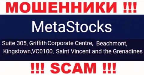 На официальном сайте MetaStocks размещен адрес регистрации этой конторе - Suite 305, Griffith Corporate Centre, Beachmont, Kingstown, VC0100, Saint Vincent and the Grenadines (офшорная зона)