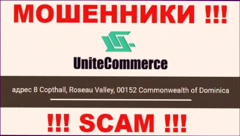 8 Copthall, Roseau Valley, 00152 Commonwealth of Dominica это офшорный адрес регистрации UniteCommerce World, опубликованный на сайте этих мошенников