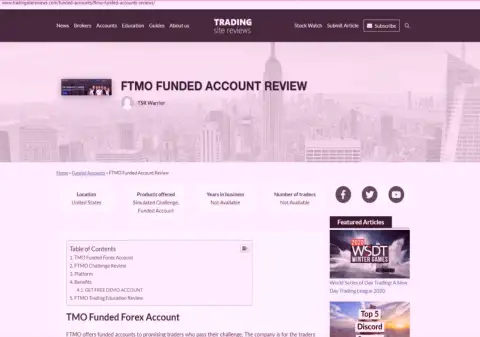 Обзор FTMO, который позаимствован на одном из сайтов-отзовиков