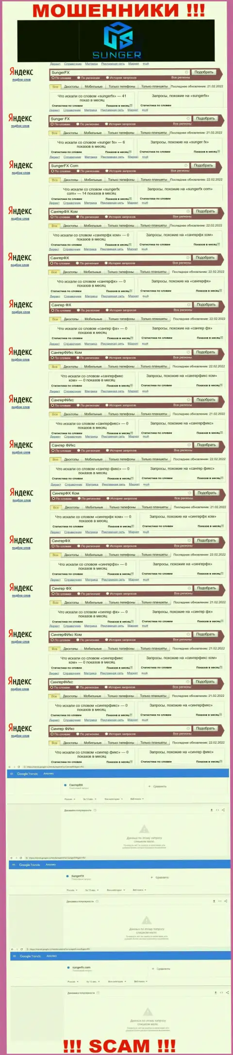 SungerFX - это ВОРЫ, сколько раз искали в поисковиках всемирной сети эту компанию