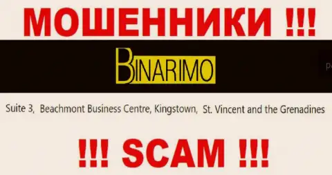 Бинаримо - это internet-мошенники !!! Спрятались в оффшорной зоне по адресу Suite 3, ​Beachmont Business Centre, Kingstown, St. Vincent and the Grenadines и выманивают денежные вложения реальных клиентов