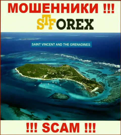 STForex - это интернет-мошенники, имеют офшорную регистрацию на территории St. Vincent and the Grenadines