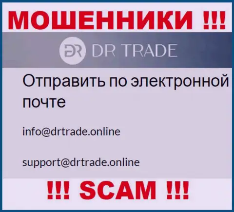 Не пишите сообщение на адрес электронного ящика воров DRTrade Online, размещенный у них на сайте в разделе контактных данных это весьма опасно