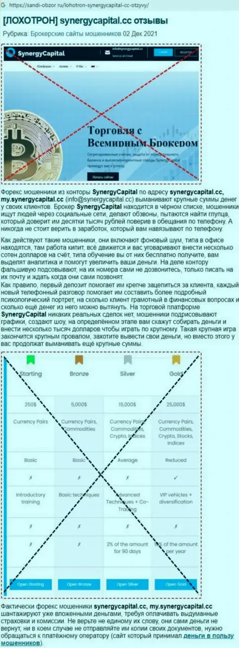 Обзор деяний Synergy Capital с описанием всех признаков мошеннических действий