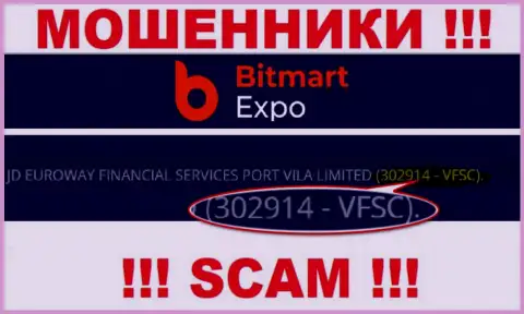 302914 - VFSC - это регистрационный номер Bitmart Expo, который расположен на официальном web-сайте компании