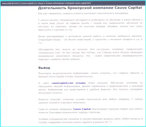 Дилинговый центр CauvoCapital был описан в материале на веб-сервисе Нсллаб Ру