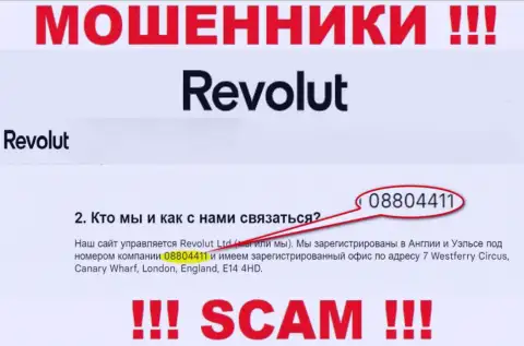 Будьте крайне бдительны, присутствие регистрационного номера у организации Револют (08804411) может оказаться уловкой