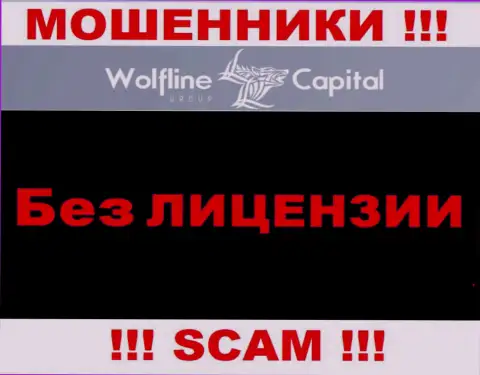 Невозможно найти сведения об лицензии интернет-мошенников Wolfline Capital LLC - ее просто-напросто не существует !!!