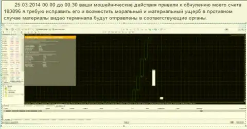 Скрин экрана со свидетельством слива клиентского счета в Ru GrandCapital Net